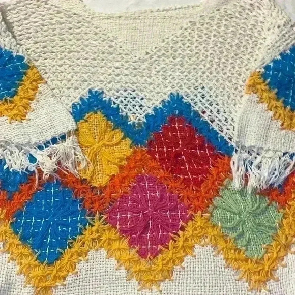Crocheted bohemian fringe beach cover up - Picture 2 of 4